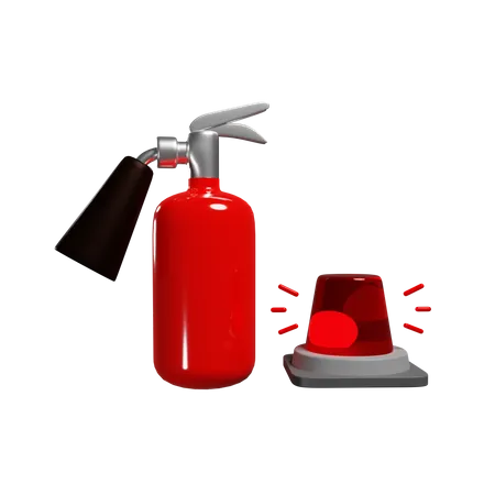 Rotes Feuerlöscher- und Alarmsirenenlicht  3D Illustration