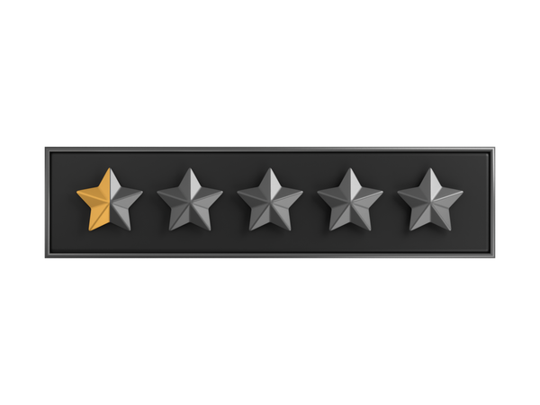 Rótulo de classificação de cinco estrelas com zero ponto  3D Icon