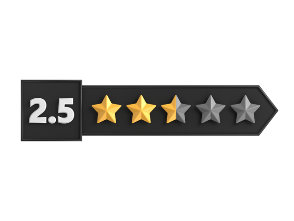 Rótulo de classificação de duas vírgula cinco estrelas  3D Icon