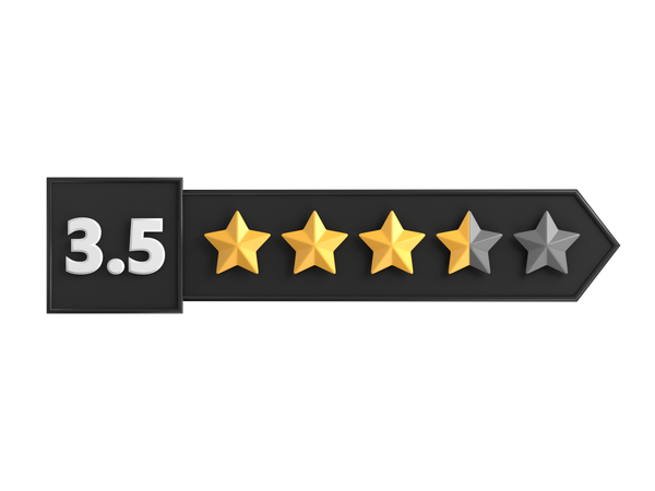 Rótulo de classificação de três vírgula cinco estrelas  3D Icon
