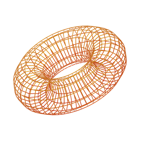 Round Donut Wireframe  3D Icon