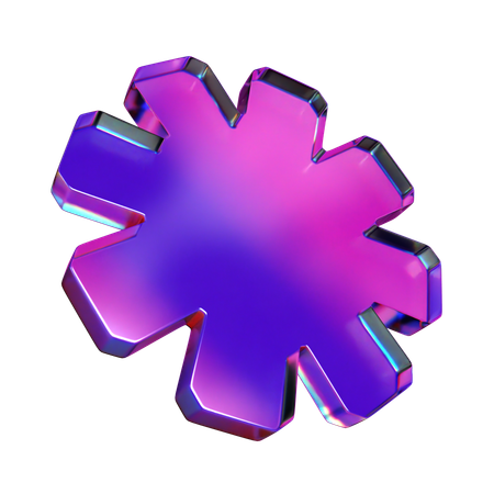 Round Edged Octagram  3D Icon