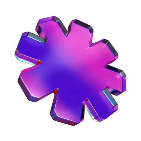 Round Edged Octagram  3D Icon