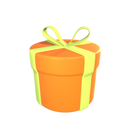 Round Gift Box With Ribbon  3D Icon