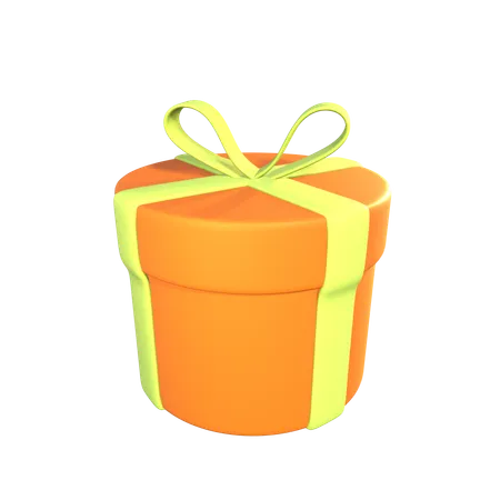 Round Gift Box With Ribbon  3D Icon