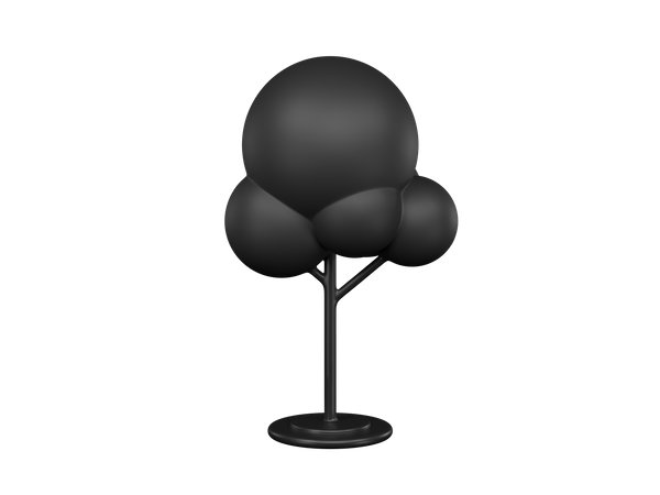 Round tree  3D Illustration