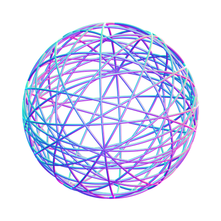 Round Wireframe  3D Icon