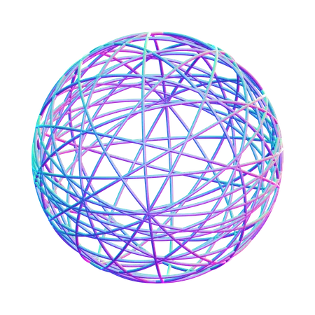 Round Wireframe  3D Icon