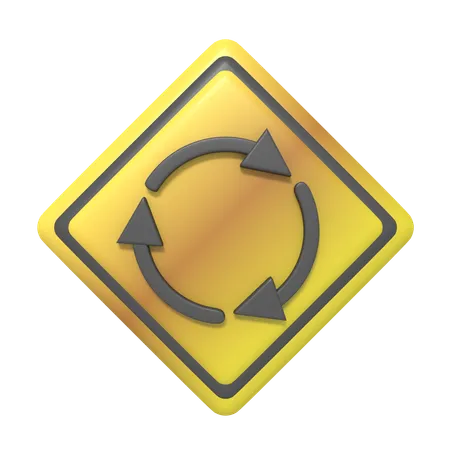 Follow The Direction Of The Roundabout Sign 3D Icon