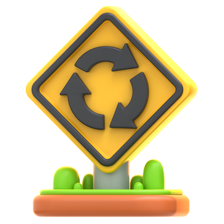 Roundabout Sign  3D Icon