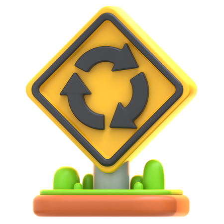 Roundabout Sign  3D Icon