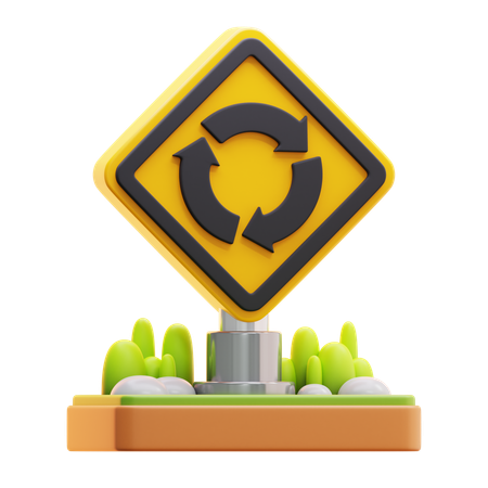 Roundabout sign  3D Icon