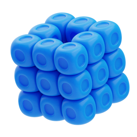 Rounded Block Cluster  3D Icon