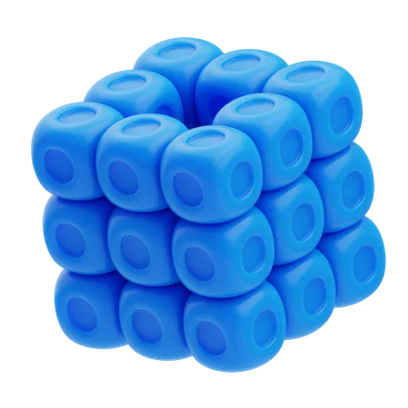 Rounded Block Cluster  3D Icon