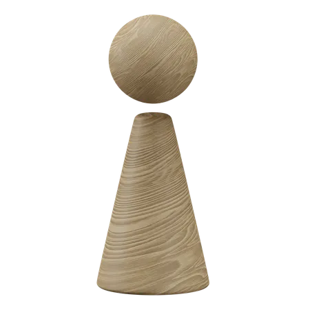 Rounded Cylindrical Person Icon With Wood Texture 3D Icon