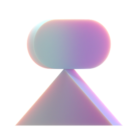 三角形の上に角丸四角形  3D Icon