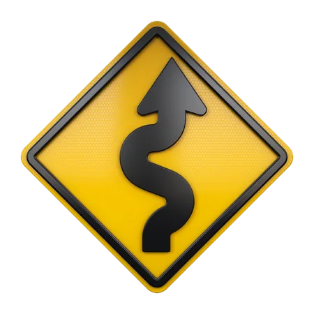 Panneau routier sinueux  3D Icon
