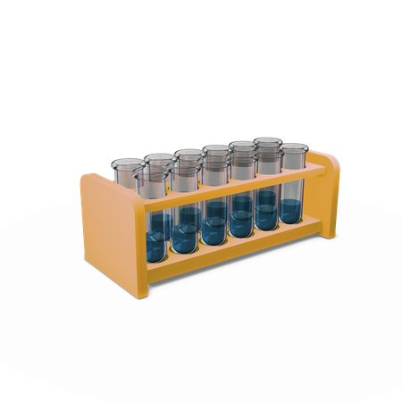 Row of test tubes  3D Illustration