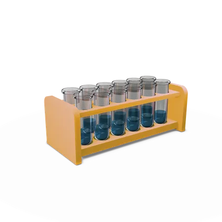 Row of test tubes  3D Illustration