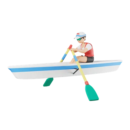 Rowing  3D Illustration