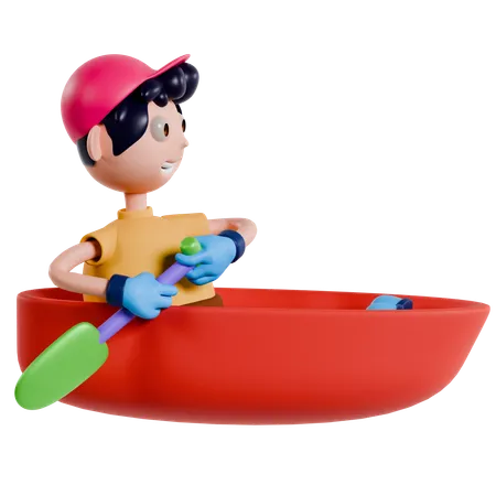 Rowing Adventure  3D Illustration