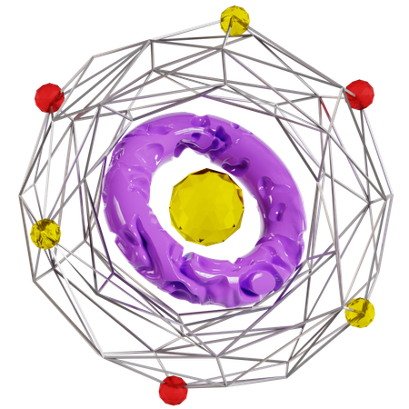 Círculo Roxo Amarelo Diamante Metal Grade Abstrato Geométrico  3D Icon