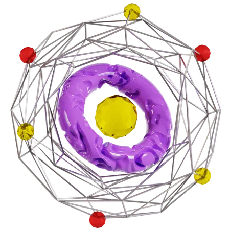 Círculo Roxo Amarelo Diamante Metal Grade Abstrato Geométrico  3D Icon