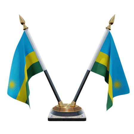 Ruanda Doppelter (V) Tischflaggenständer  3D Icon