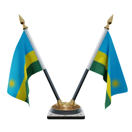 Ruanda Doppelter (V) Tischflaggenständer  3D Icon