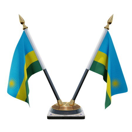 Soporte de bandera de escritorio doble de Ruanda  3D Flag