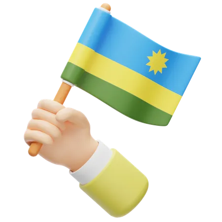 Ruanda Flagge in der Hand  3D Icon