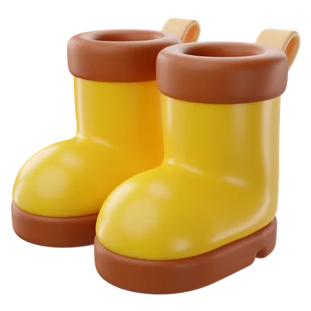 Adorable 3 D Rendering Of A Rubber Boots Icon 3D Icon