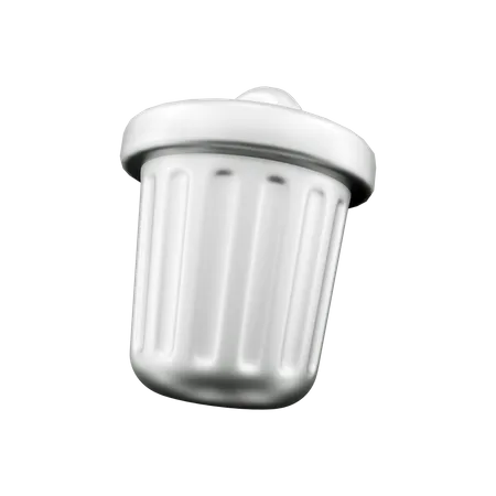 3 D Render Rubbish Bin 3 D Rendering Metal Trash Can 3 D Render Trash Bin Illustration On White Background 3D Icon