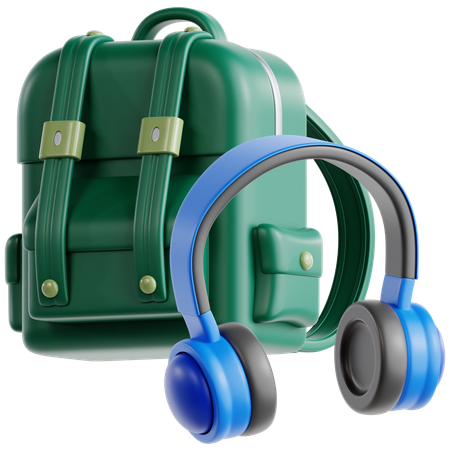 Rucksack mit Kopfhörer  3D Icon