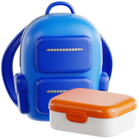 Rucksack mit Lunchbox  3D Icon