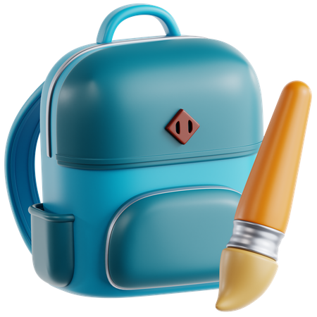 Rucksack mit Pinseln  3D Icon