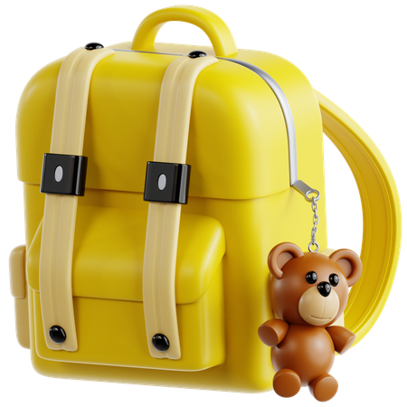 Rucksack mit Teddybär-Schlüsselanhänger  3D Icon