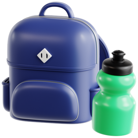Rucksack mit Wasserflasche  3D Icon