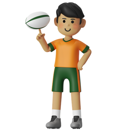 Garçon qui fait des tours avec un ballon de rugby  3D Icon