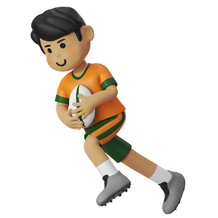 Rugby en cours d'exécution avec le ramasseur de balles  3D Illustration