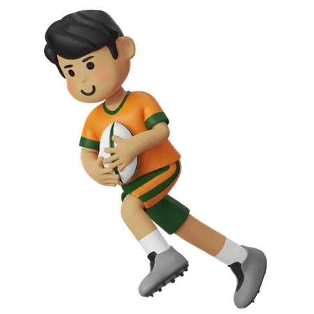 Rugby en cours d'exécution avec le ramasseur de balles  3D Illustration