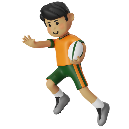ラグビー攻撃少年  3D Illustration