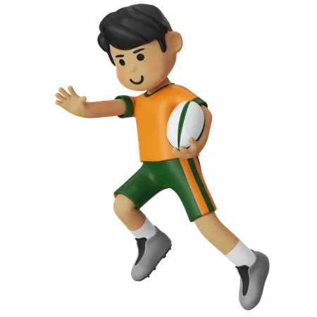 ラグビー攻撃少年  3D Illustration