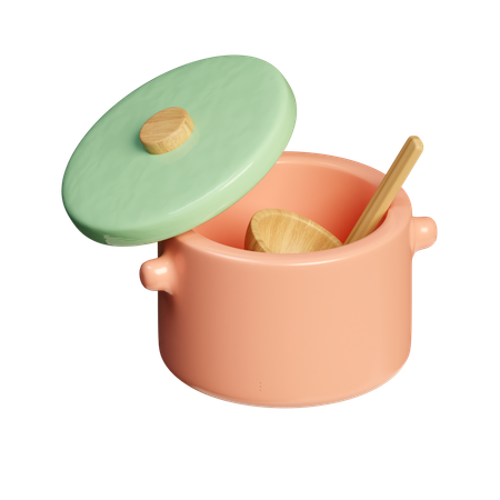 Rührtopf mit Holzlöffel  3D Icon