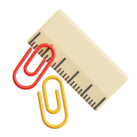 Ruler And Paper Clip  3D Icon