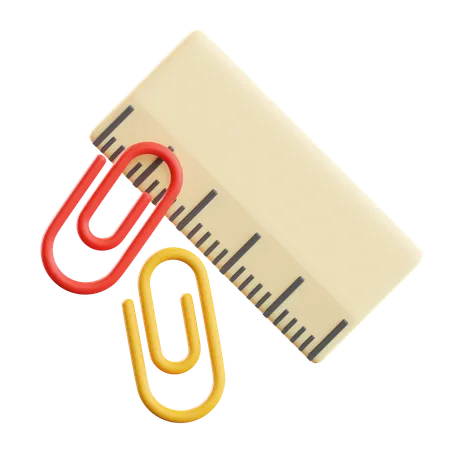 Ruler And Paper Clip  3D Icon