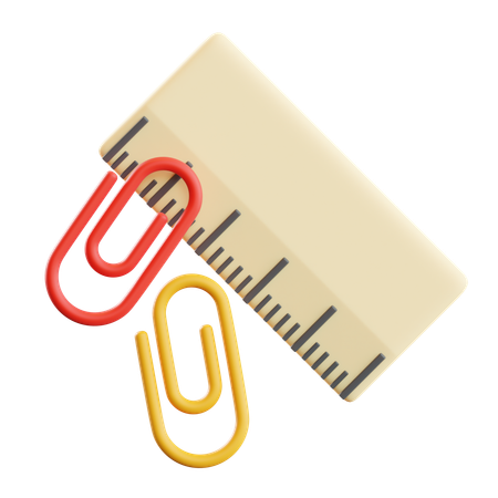 Ruler And Paper Clip 3D Icon