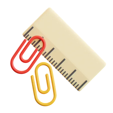 Ruler And Paper Clip 3D Icon
