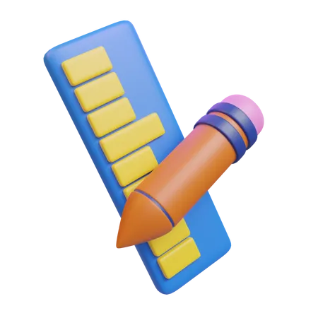 3 D Illustration Icon Ruler And Pencil 3D Icon