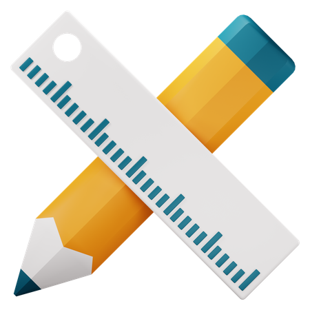 Ruler And Pencil  3D Icon